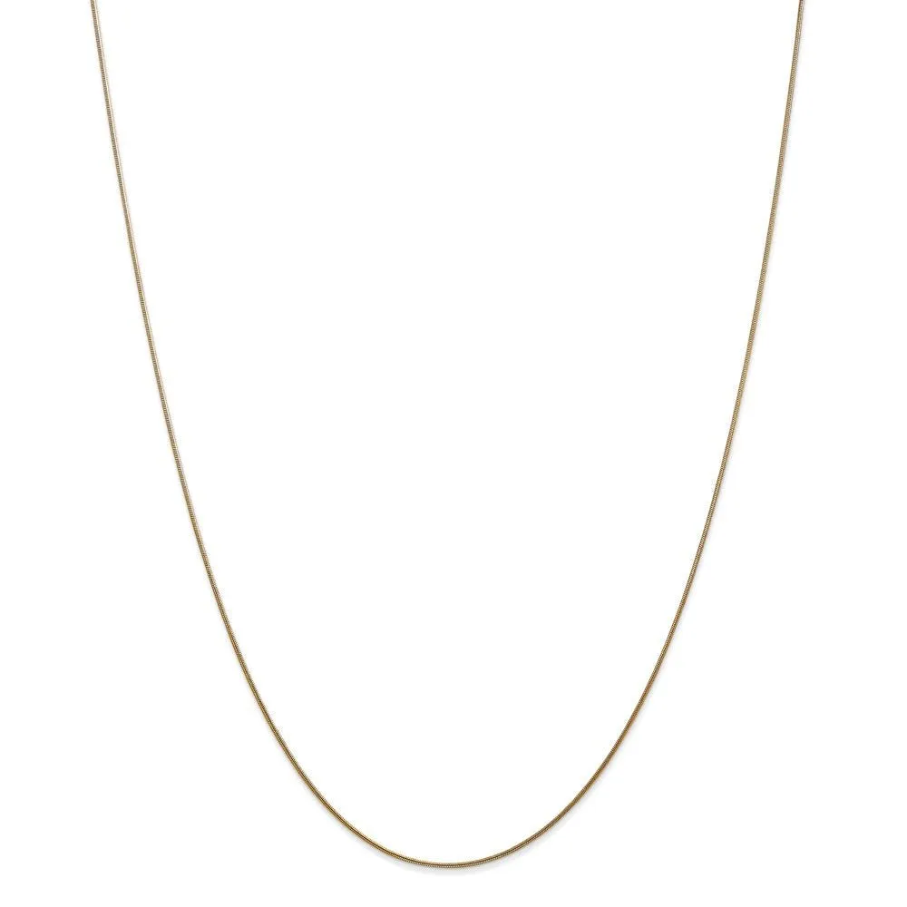 0.8mm, 14k Yellow Gold, Round Snake Chain Necklace