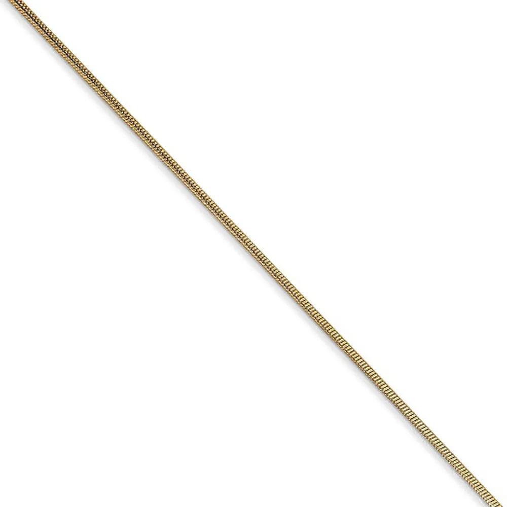 0.9mm, 14k Yellow Gold, Round Snake Chain Necklace