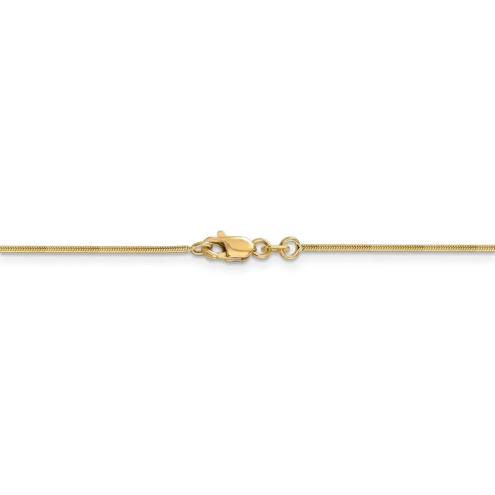0.9mm, 14k Yellow Gold, Round Snake Chain Necklace