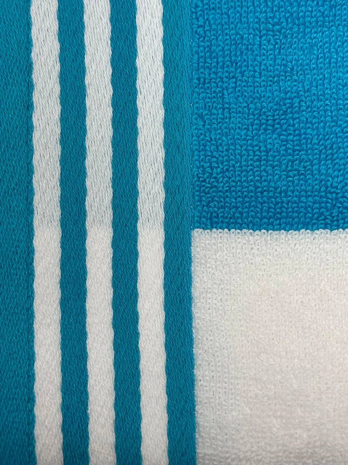 100 Percent Ringspun Combed Cotton Beach/Pool Towel Set. Turquoise/White 4 Piece Cabana Stripe (X-Large 30x65 450 GSM)