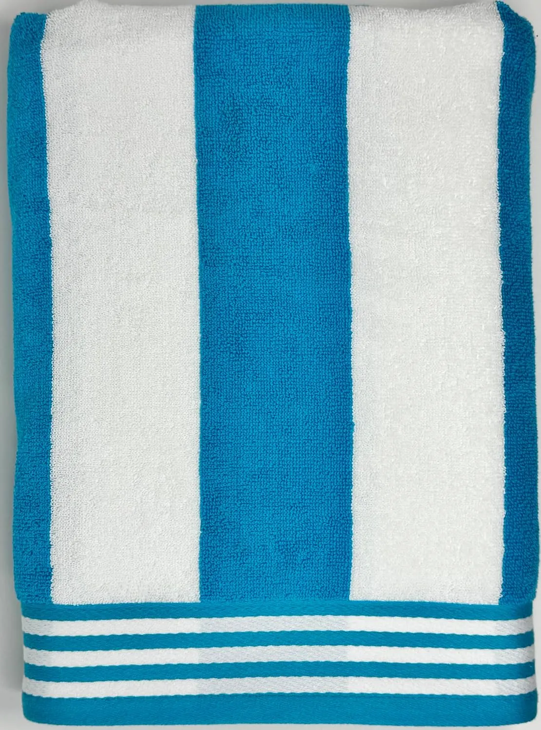 100 Percent Ringspun Combed Cotton Beach/Pool Towel Set. Turquoise/White 4 Piece Cabana Stripe (X-Large 30x65 450 GSM)