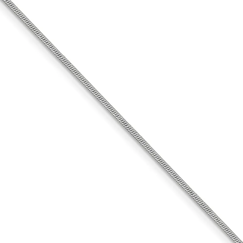 1.1mm, 14k White Gold, Round Solid Snake Chain Bracelet, 8 Inch