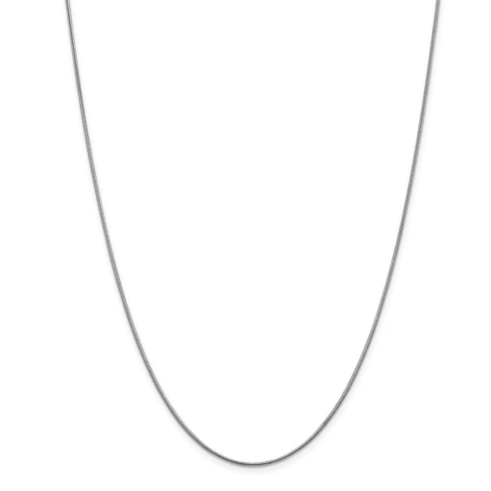 1.1mm, 14k White Gold, Round Solid Snake Chain Necklace