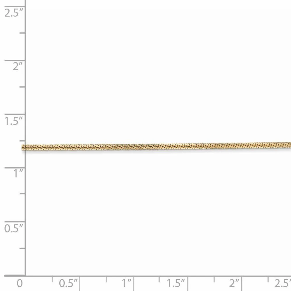 1.3mm 14k Yellow Gold Solid Round Snake Chain Necklace