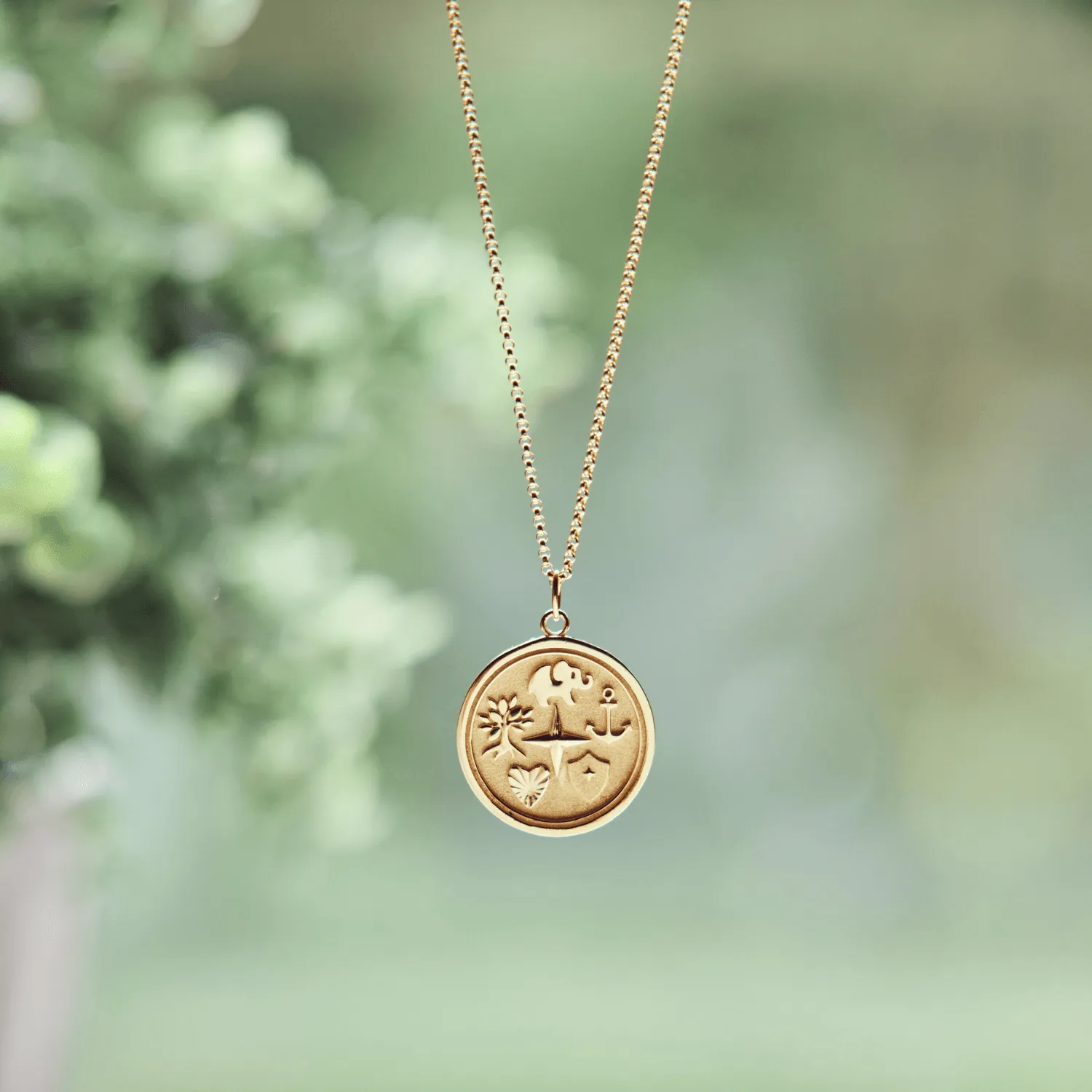 14k Reflection Coin Pendant Necklace