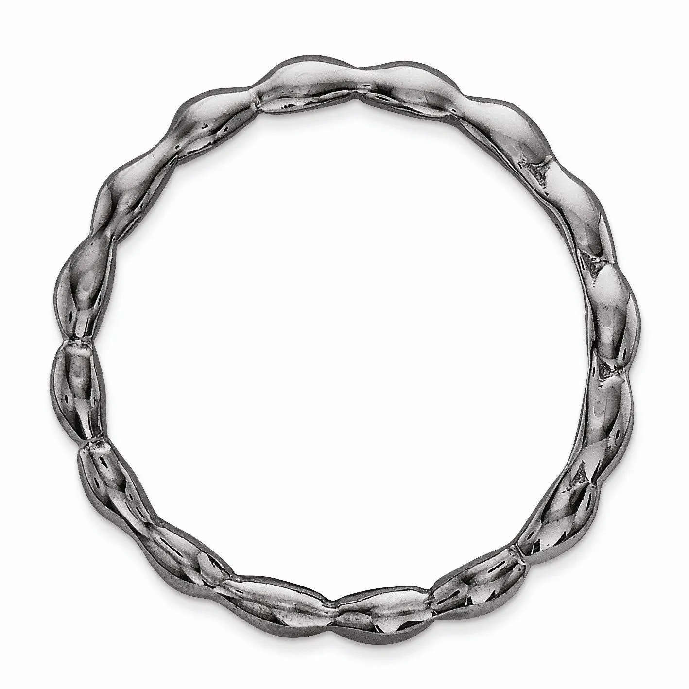1.5mm Stackable Black Ruthenium Plated Silver Curved Rice Band