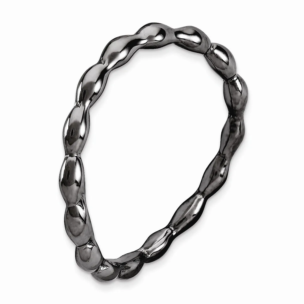 1.5mm Stackable Black Ruthenium Plated Silver Curved Rice Band
