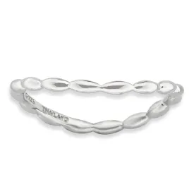 1.5mm Stackable Sterling Silver Curved Rice Bead Band