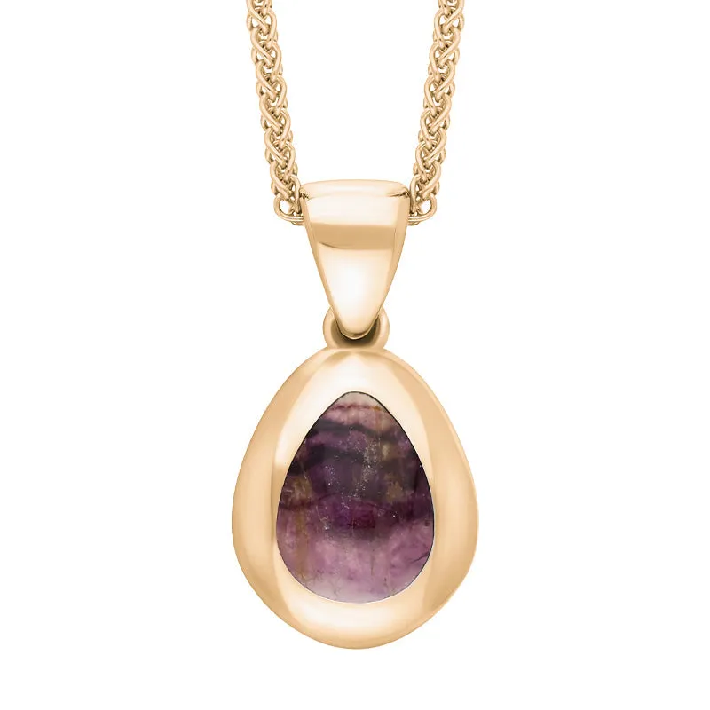 18ct Rose Gold Blue John Cross Pear Shape Necklace