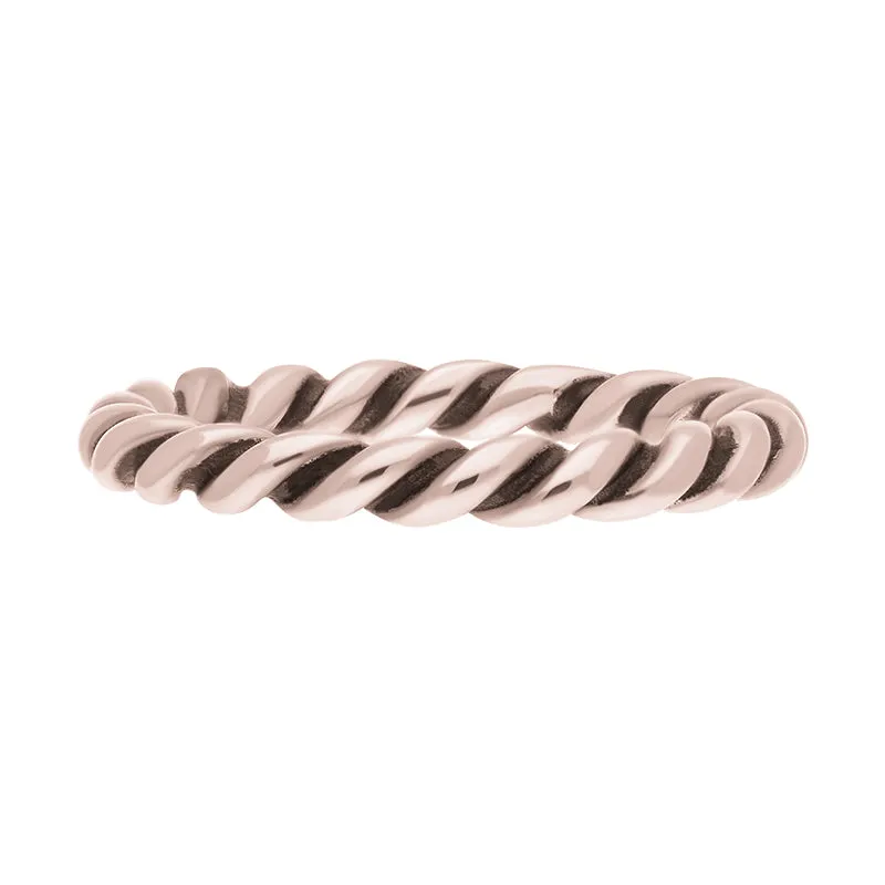 18ct Rose Gold Stepping Stones Twisted Rope Stacking Ring