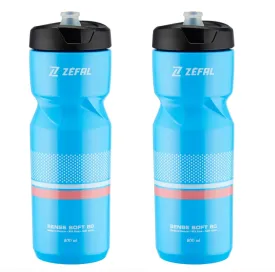 2 x Zefal Sense Soft 80 Water Bottle - 800ml - Cyan