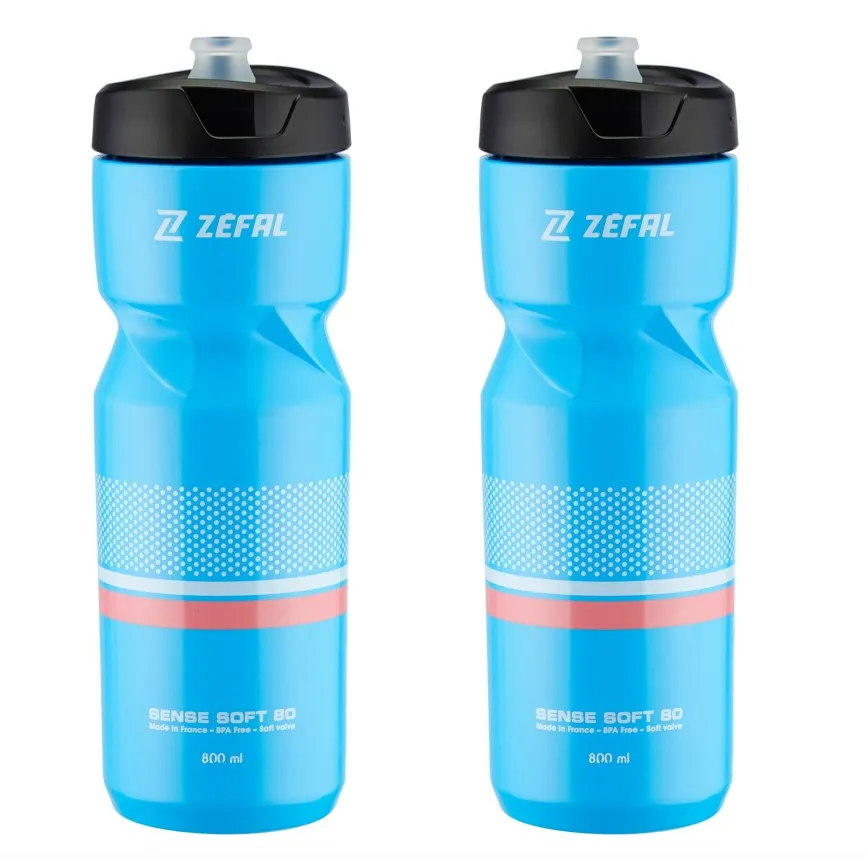 2 x Zefal Sense Soft 80 Water Bottle - 800ml - Cyan