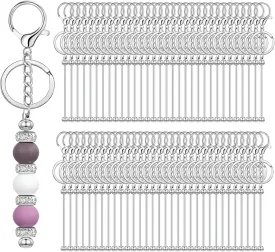 20/40/66pcs Beadable Keychain Bars Bulk Blank Creative Cute Keychains Bar for Beads Purse Keychains for Women Man