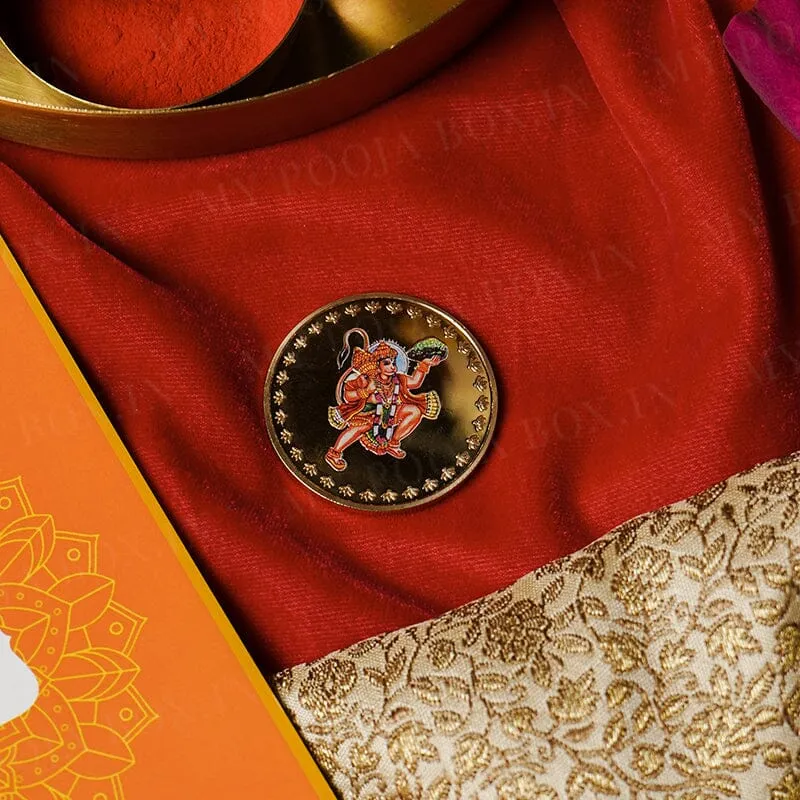 24K Gold Foil Hanumanji Coin