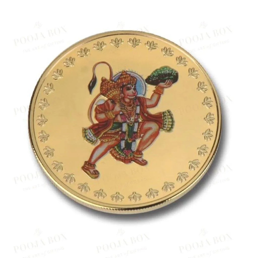 24K Gold Foil Hanumanji Coin