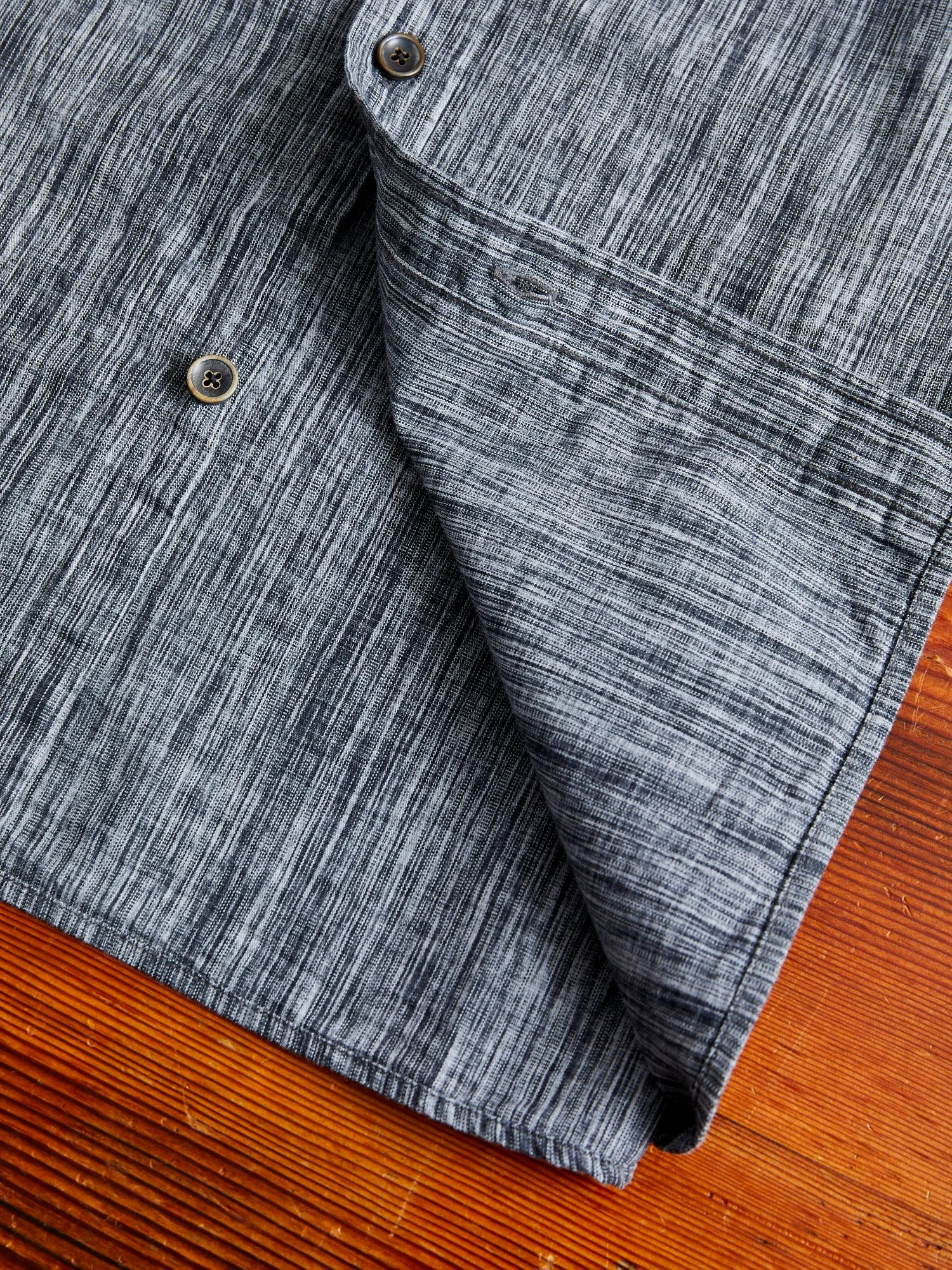 6oz Kasuri Chambray Button-Up Shirt in Black