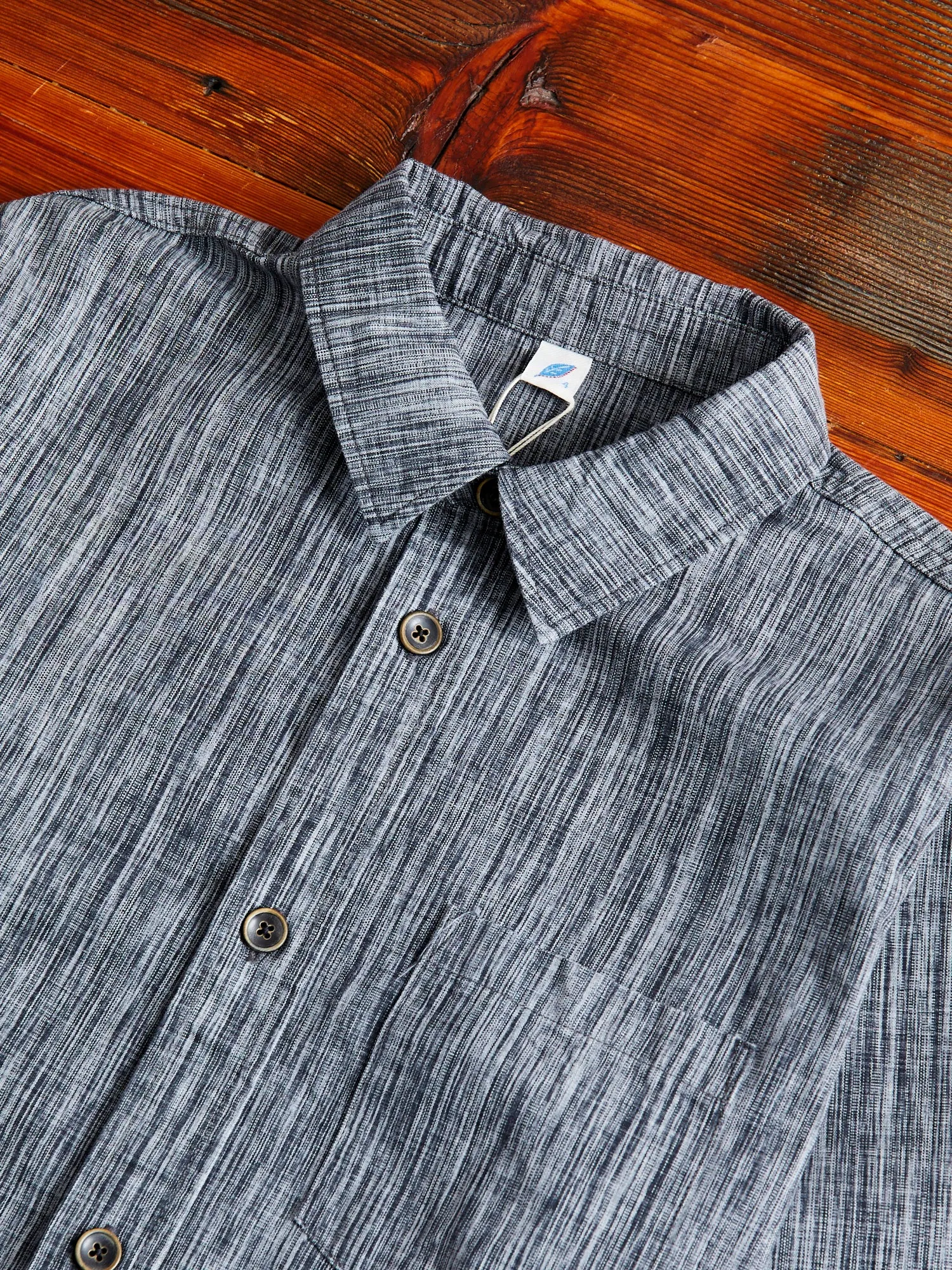 6oz Kasuri Chambray Button-Up Shirt in Black