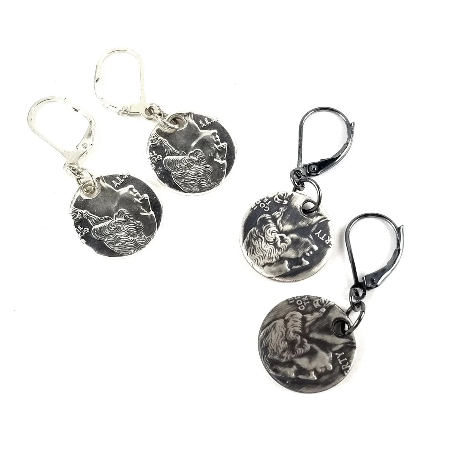 90% Silver State Quarter Hoops & Punch Out Drop Earring Set