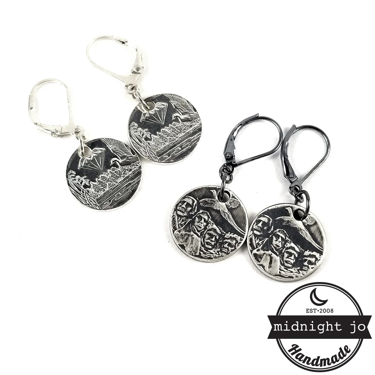 90% Silver State Quarter Hoops & Punch Out Drop Earring Set