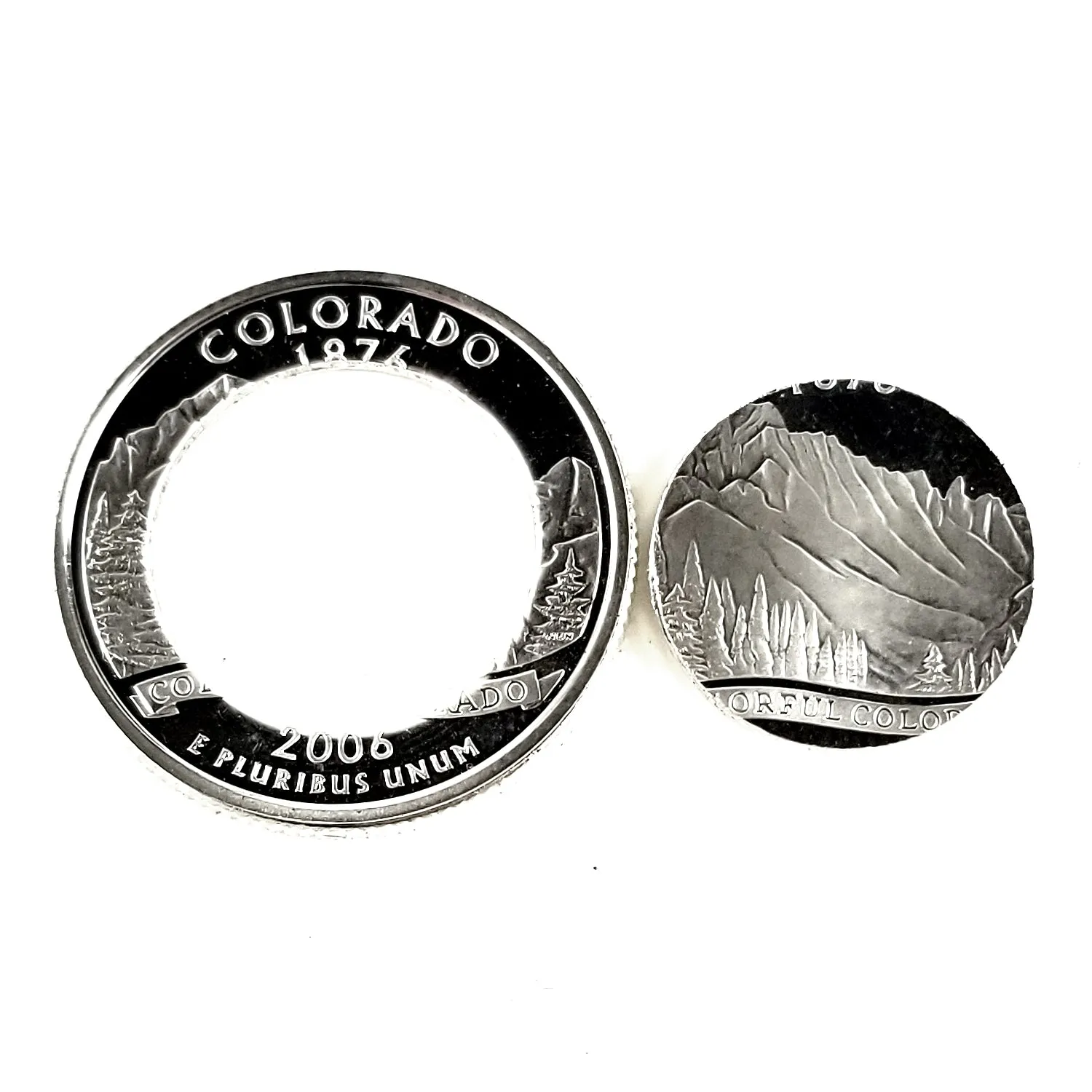 90% Silver State Quarter Hoops & Punch Out Drop Earring Set