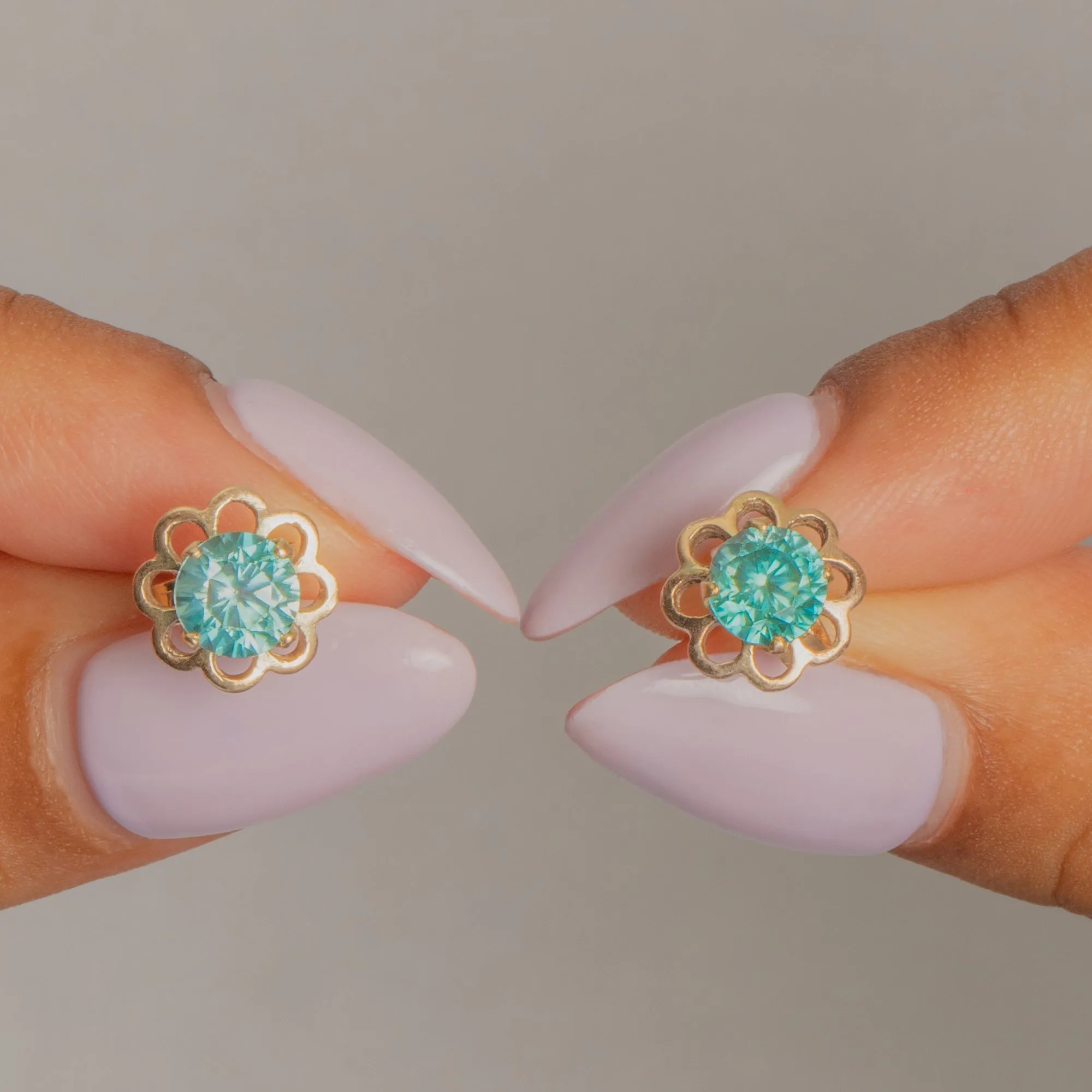 9ct Gold Blue Topaz Flower Earrings, 0.80ct