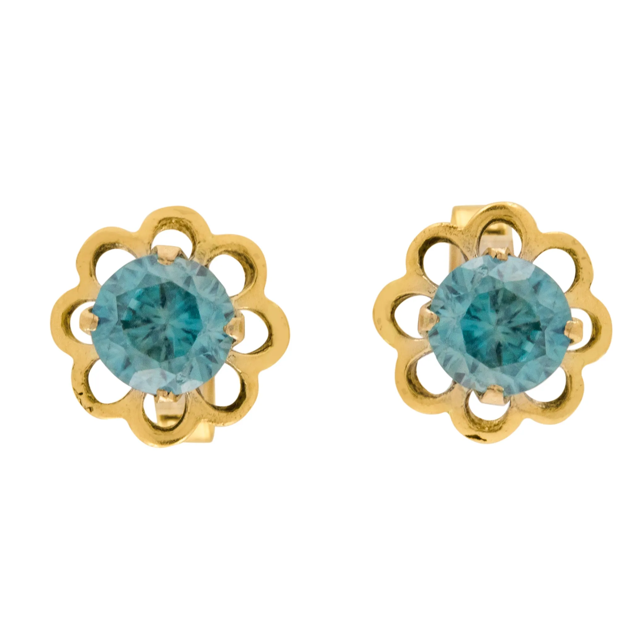 9ct Gold Blue Topaz Flower Earrings, 0.80ct