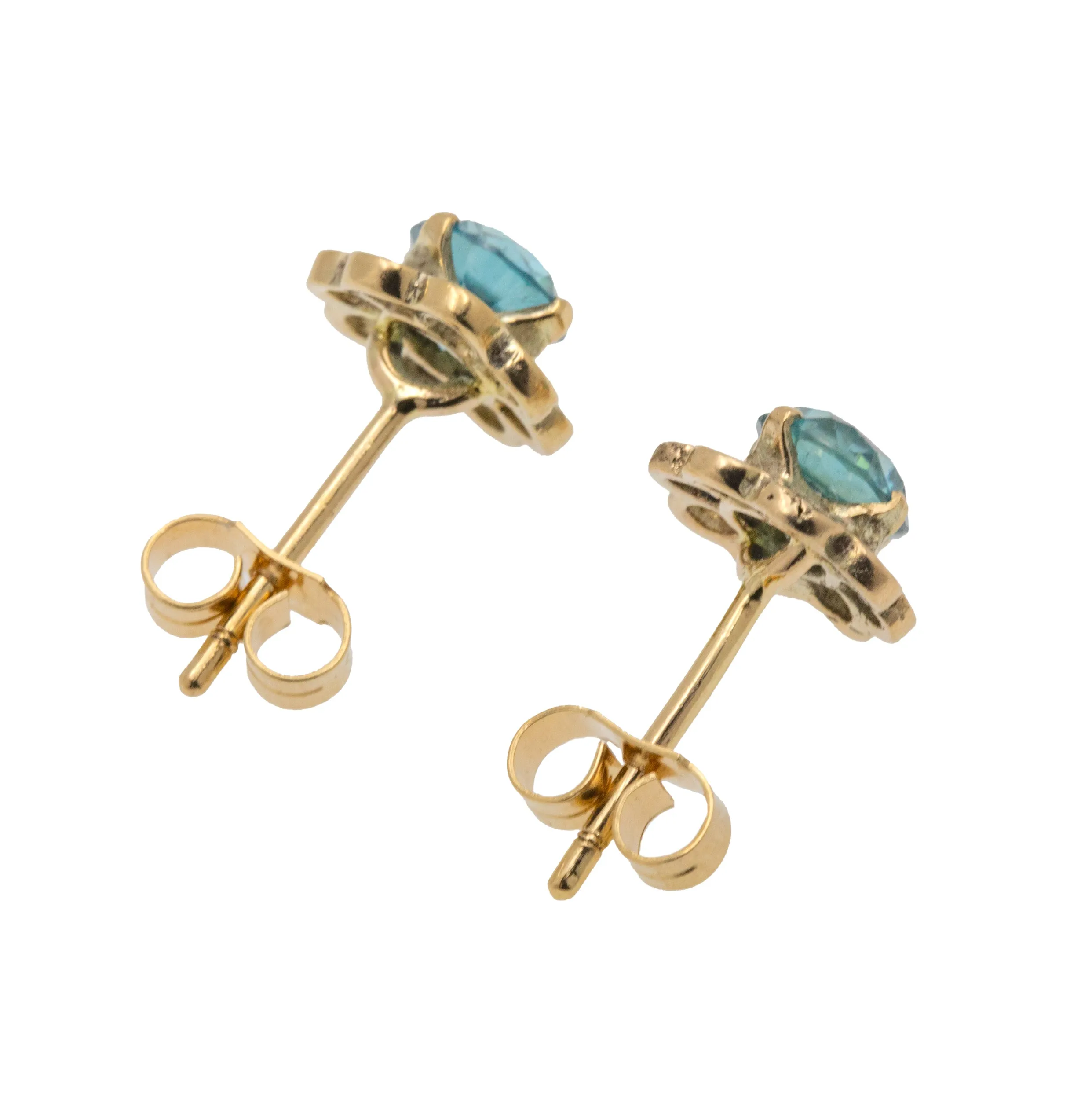 9ct Gold Blue Topaz Flower Earrings, 0.80ct