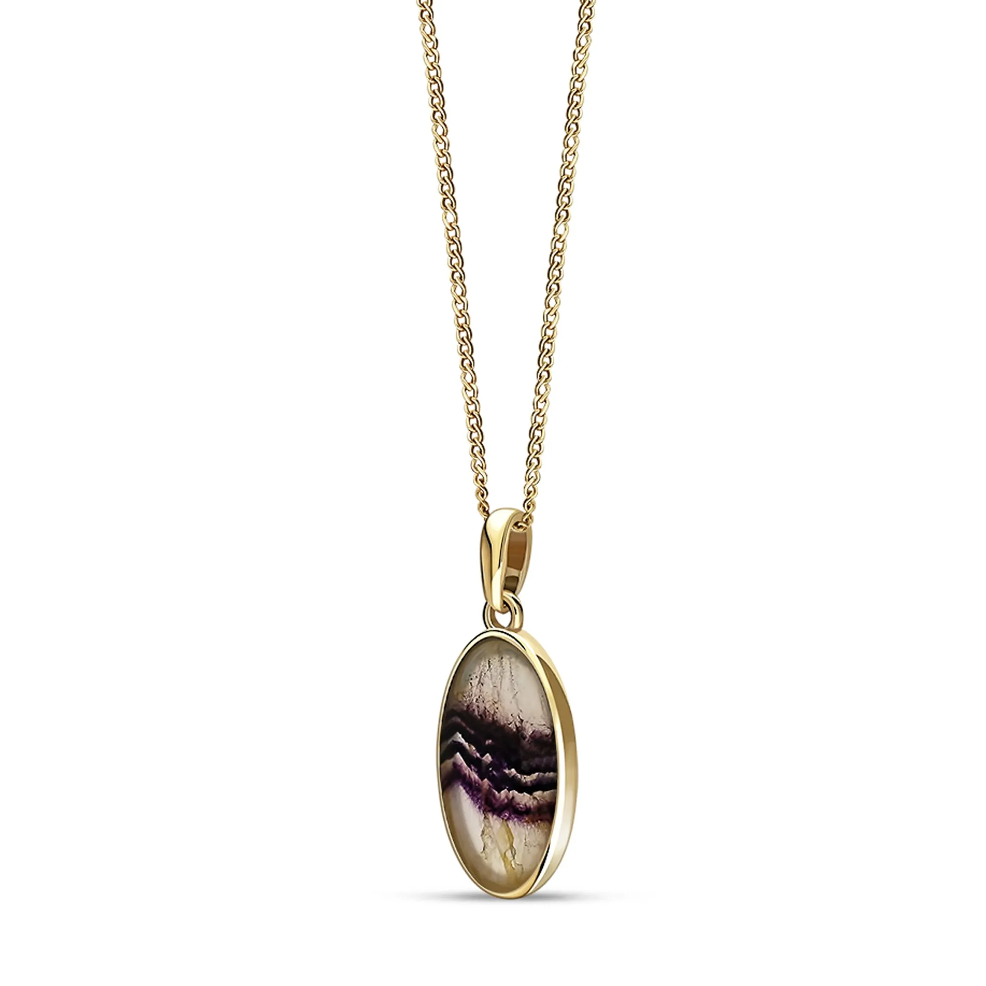 9ct Yellow Gold Blue John Oval Pendant