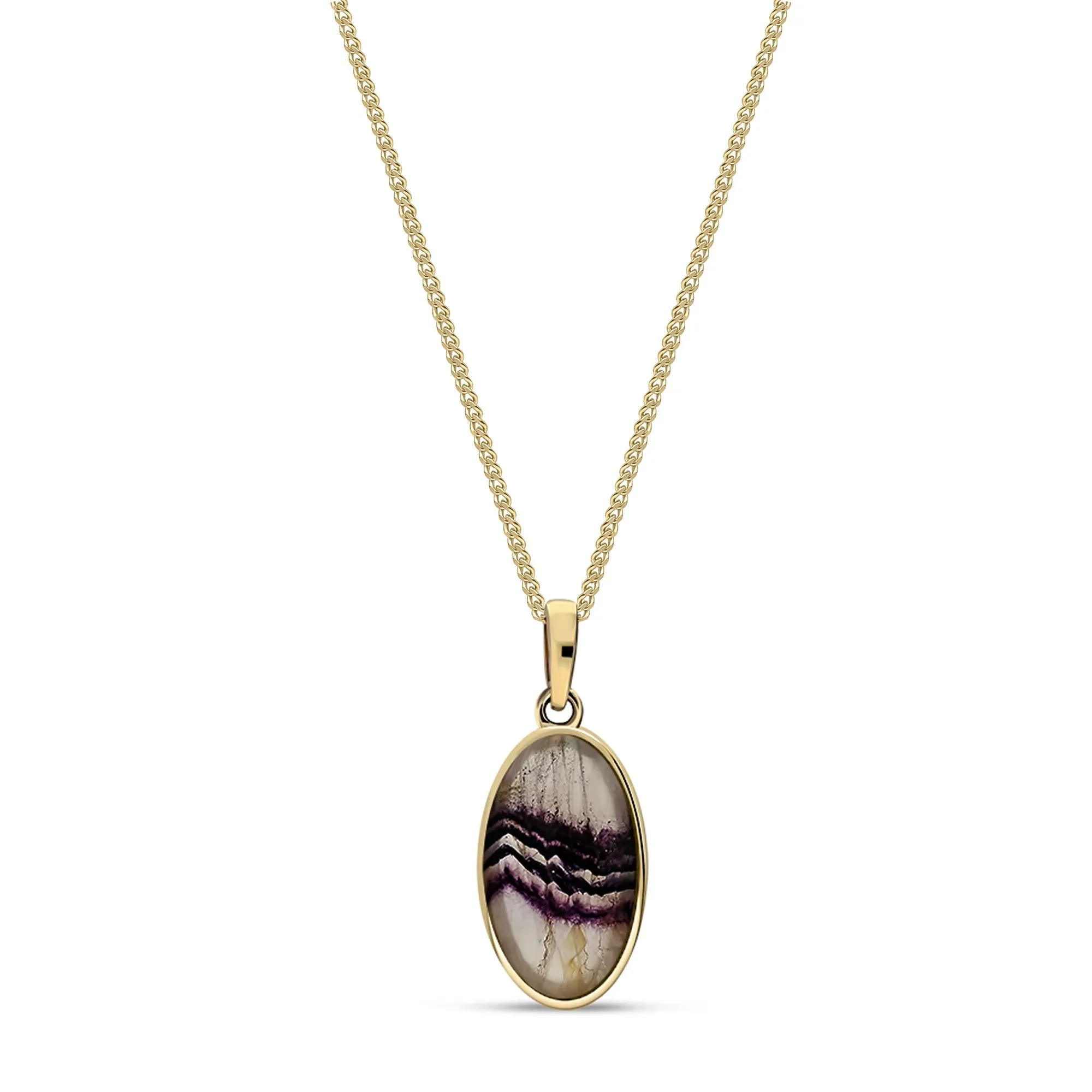 9ct Yellow Gold Blue John Oval Pendant