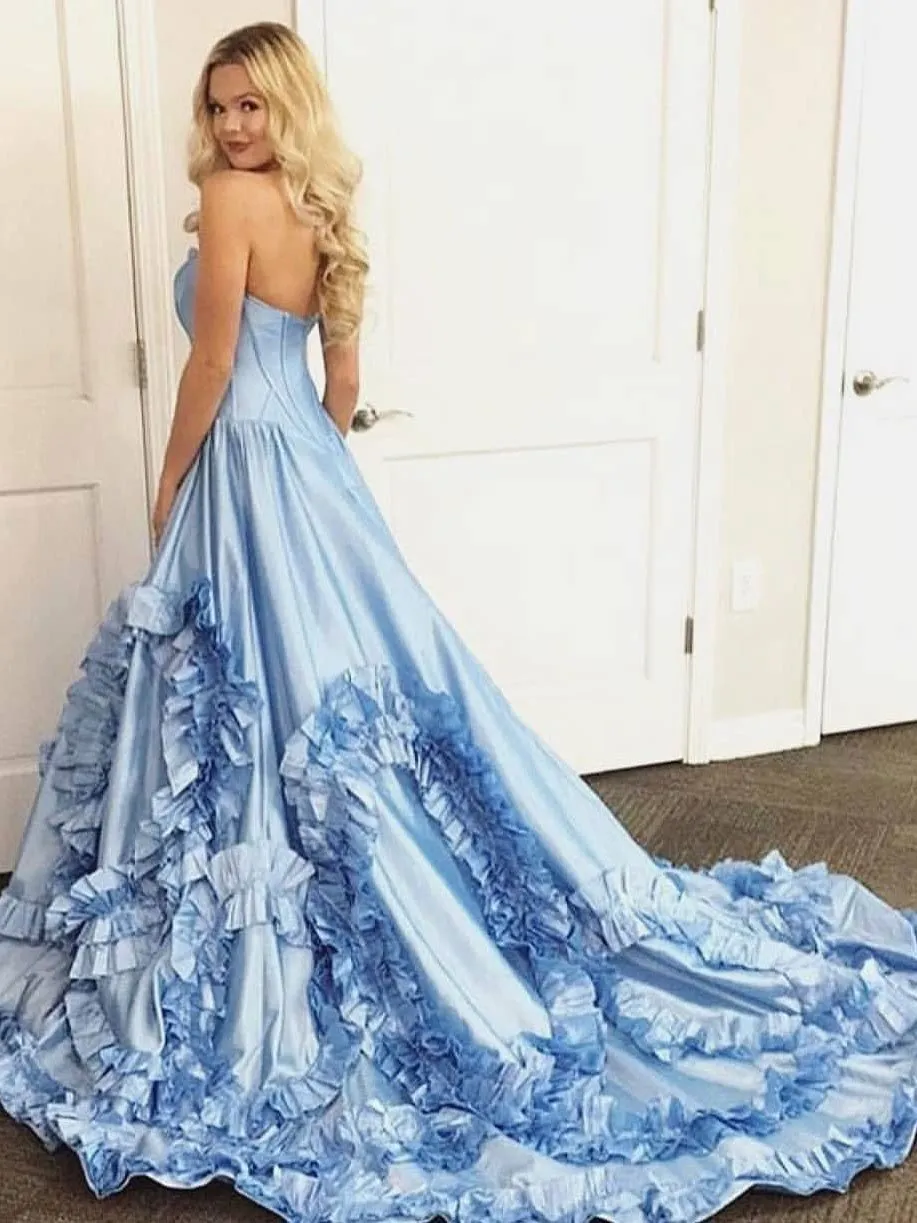 A-line  Sweetheart Chapel Train Taffeta Ruffles Quinceanera Dresses 2843
