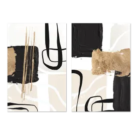 Abstract Black And Gold, Style A & B, Set Of 2 , By Sally Ann Moss