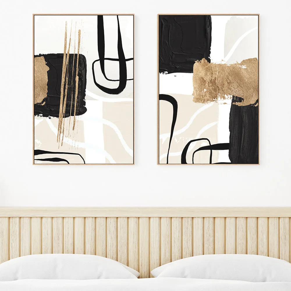 Abstract Black And Gold, Style A & B, Set Of 2 , By Sally Ann Moss