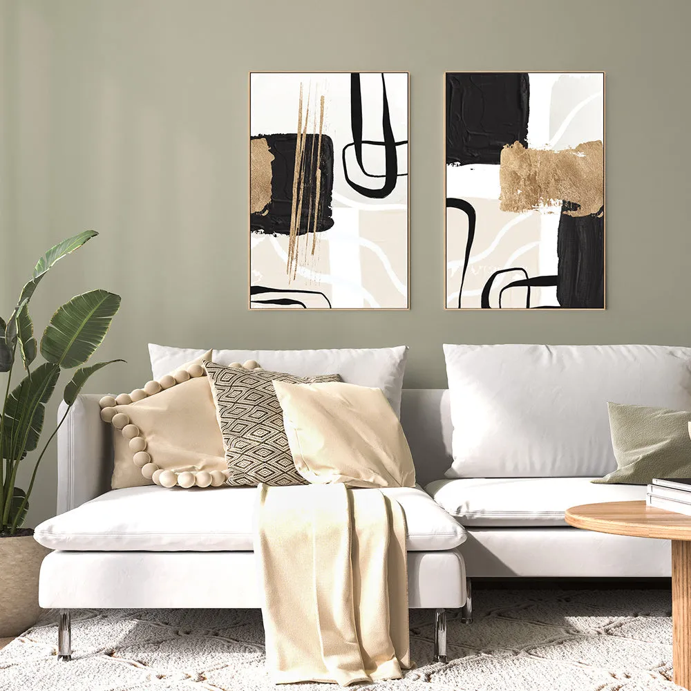 Abstract Black And Gold, Style A & B, Set Of 2 , By Sally Ann Moss