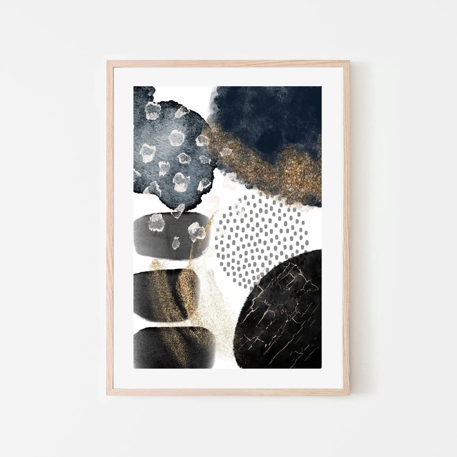 Abstract Navy And Gold, Style B , By Sally Ann Moss