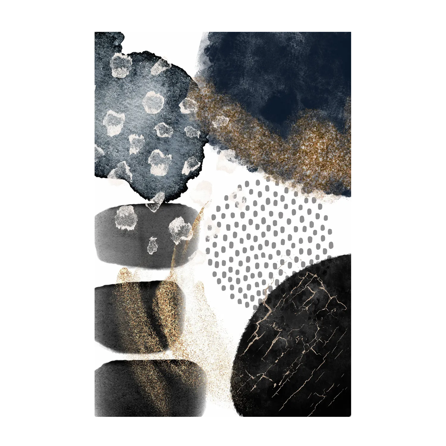 Abstract Navy And Gold, Style B , By Sally Ann Moss