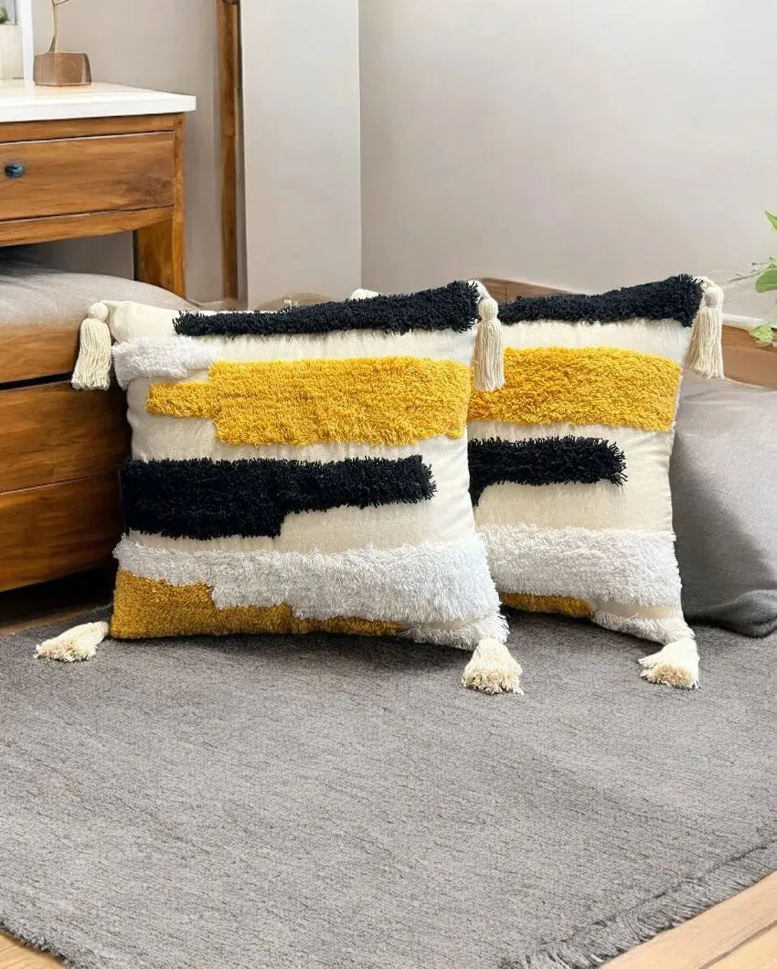 Abstract Tufted Cotton Cushion Cover | 16 × 16 Inches