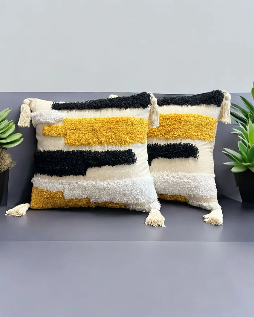 Abstract Tufted Cotton Cushion Cover | 16 × 16 Inches