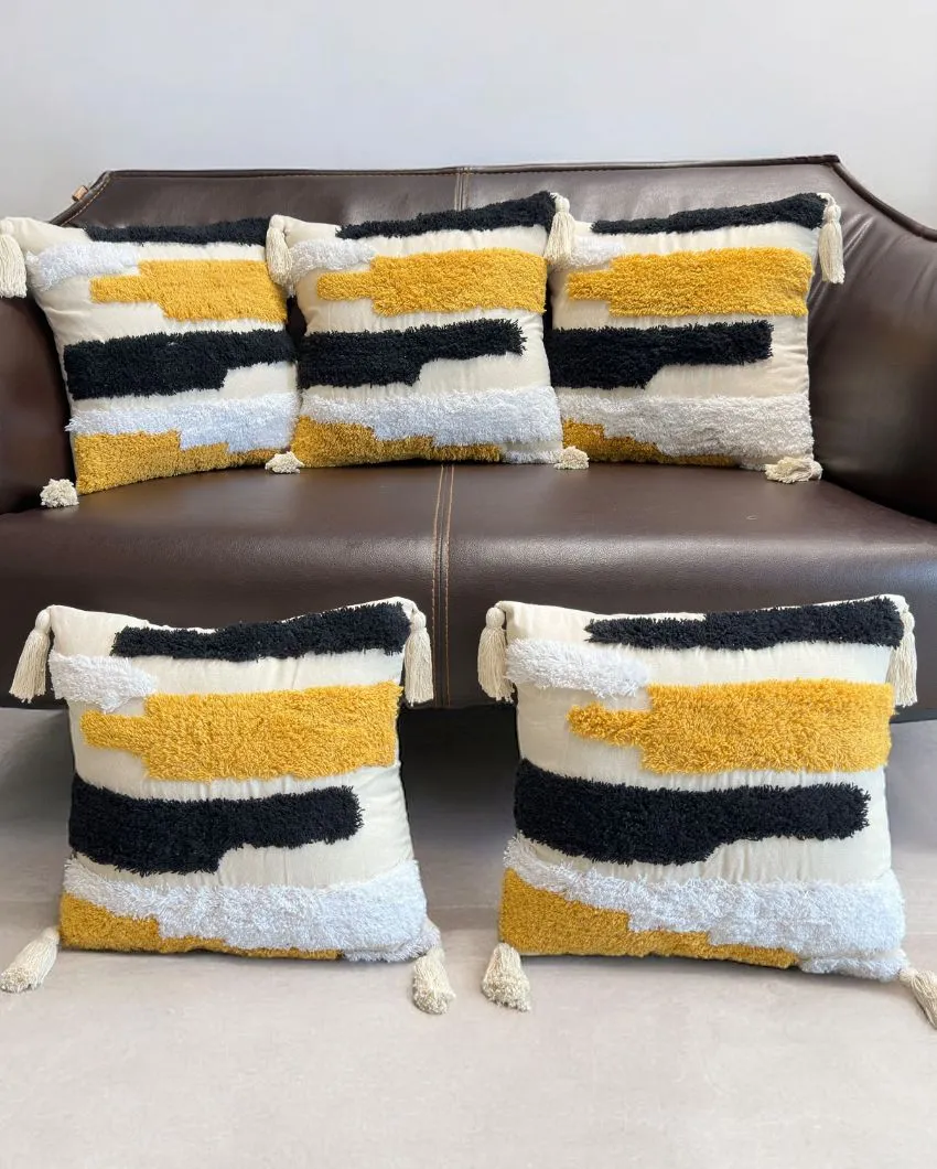 Abstract Tufted Cotton Cushion Cover | 16 × 16 Inches