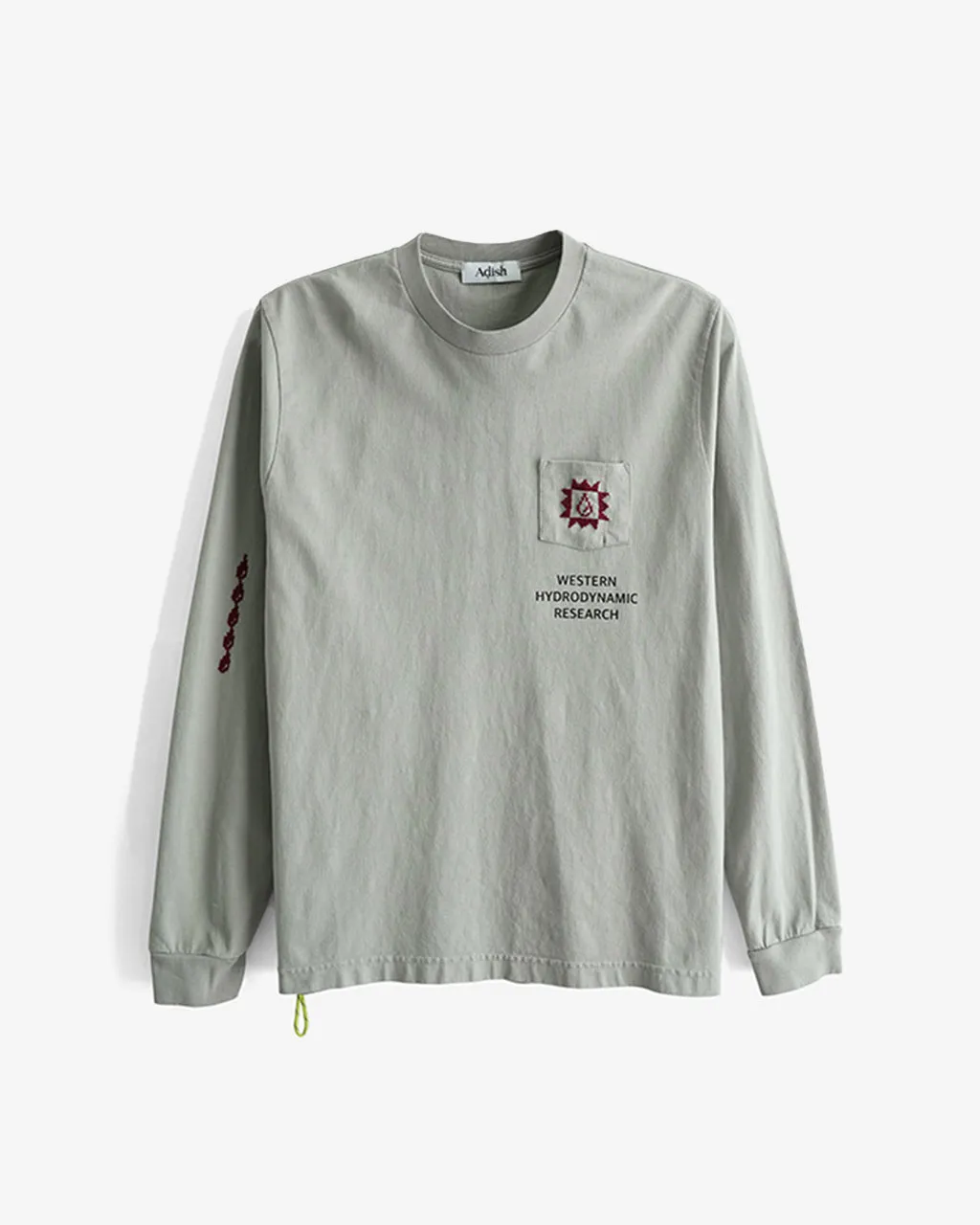 Adish x WHR Mawj Unisex Long Sleeve Shirt in Grey - Logo Design
