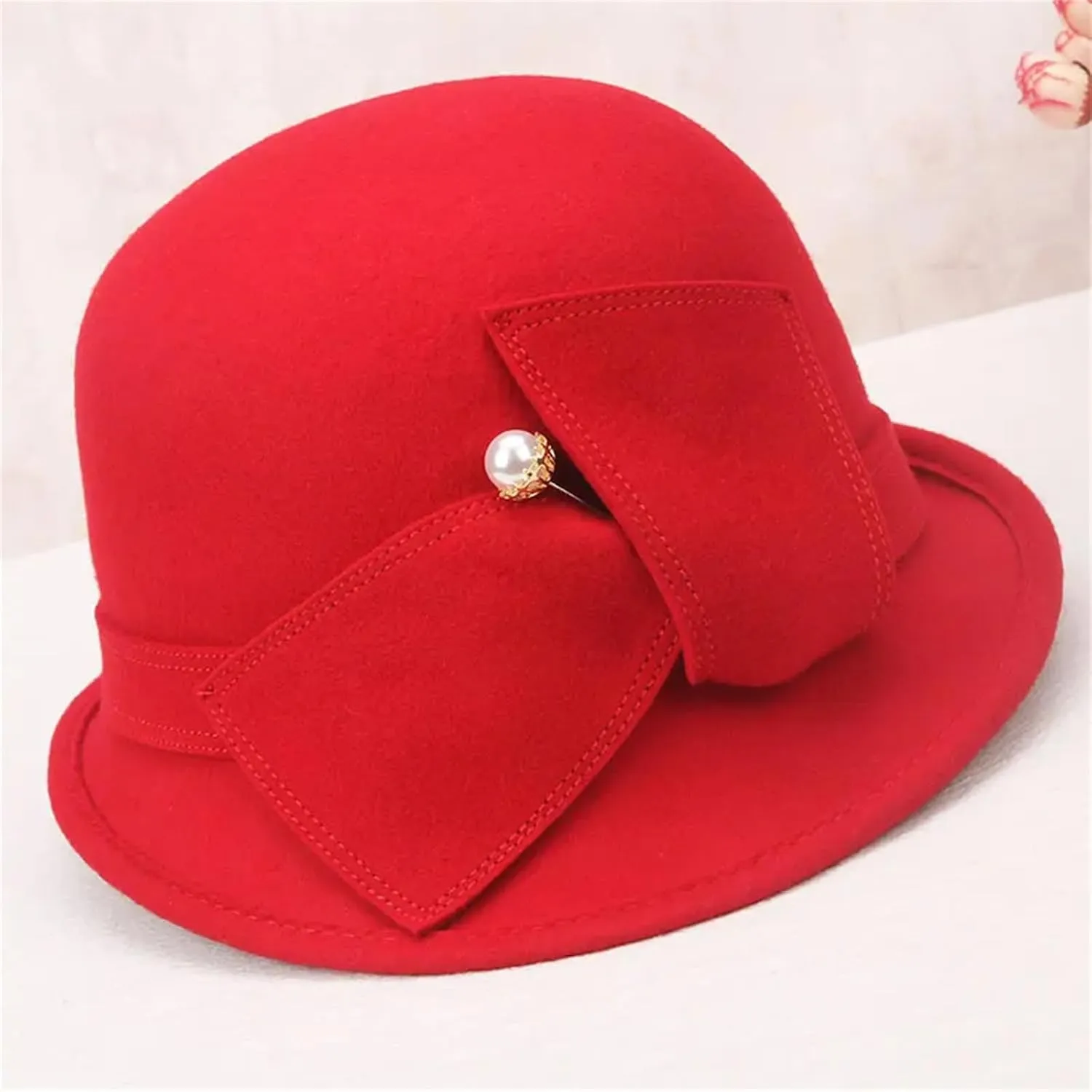 Adult Fedoras Wool Hat Girls Female Winter Warm Woolen Cap England Retro Wool Dome Cap Hat