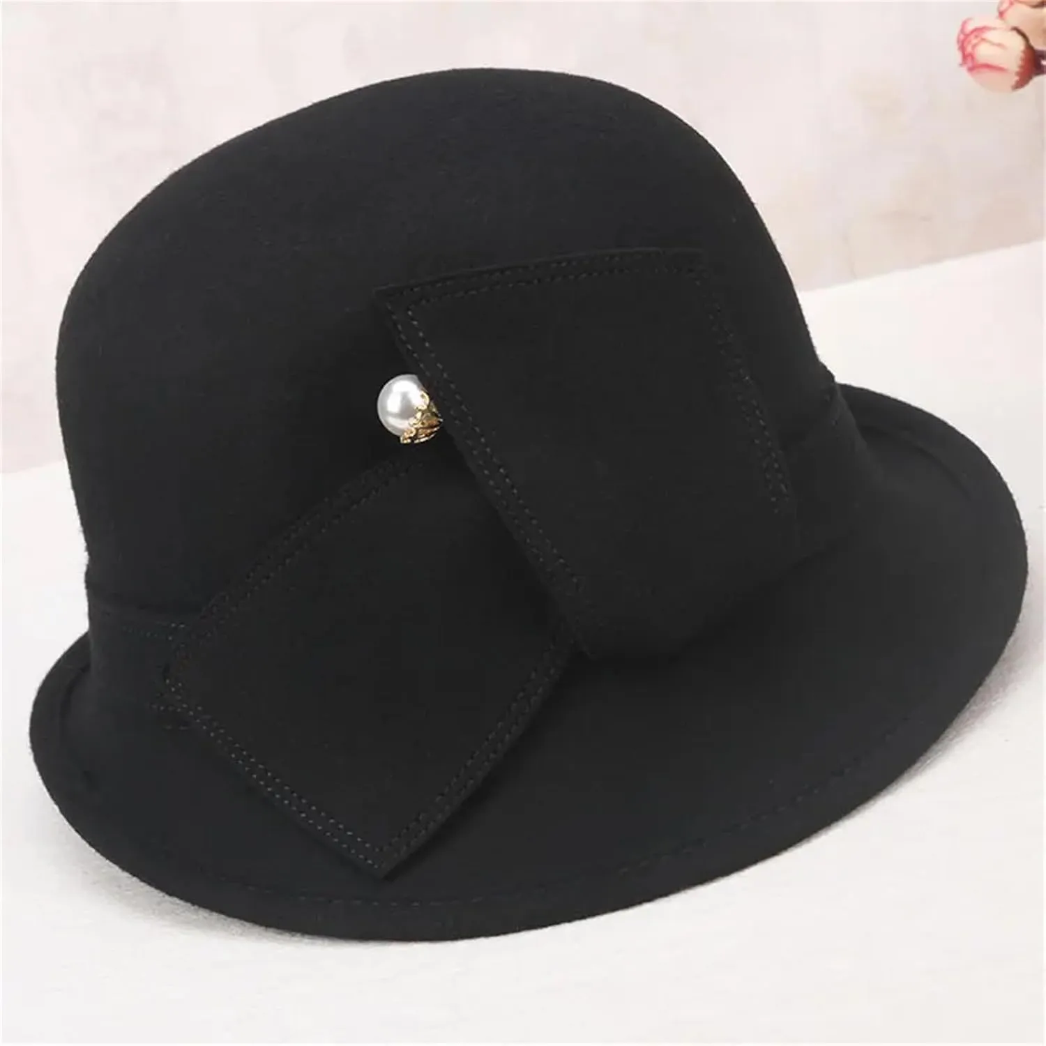 Adult Fedoras Wool Hat Girls Female Winter Warm Woolen Cap England Retro Wool Dome Cap Hat