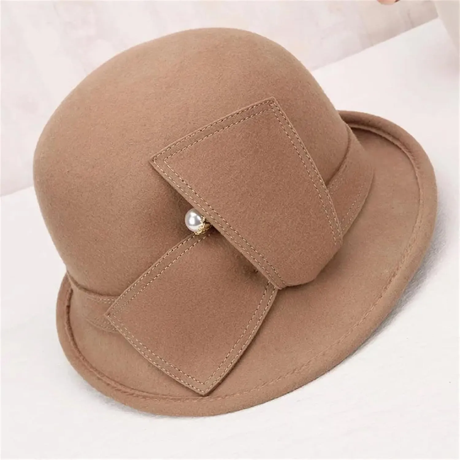 Adult Fedoras Wool Hat Girls Female Winter Warm Woolen Cap England Retro Wool Dome Cap Hat