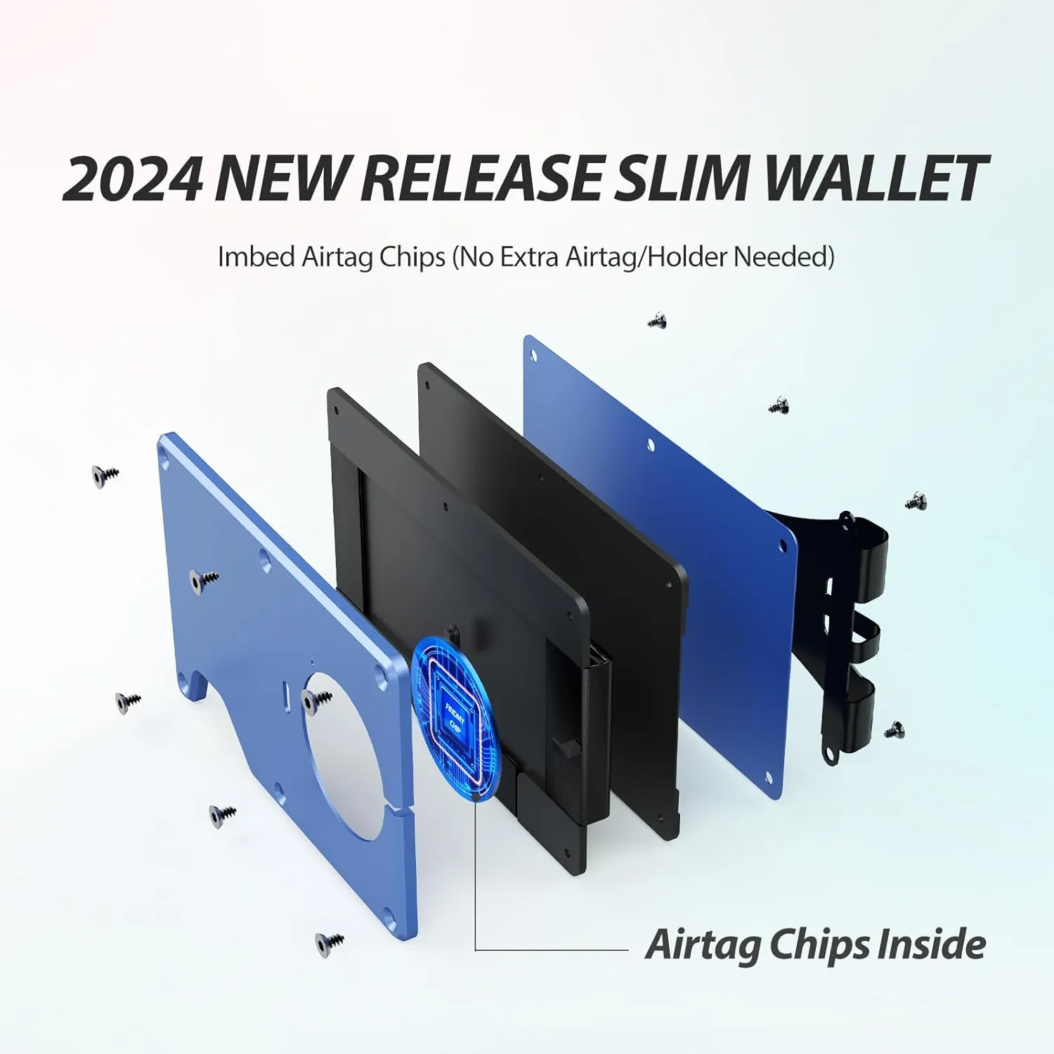 Air Wallet, Built-in Tracker Slim Smart Wallet with Money Clip, Compatible with FindMy Network(iOS Only), Anti-Theft Card Holder for Men (Tracker Wallet, Macaron blue)