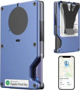 Air Wallet, Built-in Tracker Slim Smart Wallet with Money Clip, Compatible with FindMy Network(iOS Only), Anti-Theft Card Holder for Men (Tracker Wallet, Macaron blue)