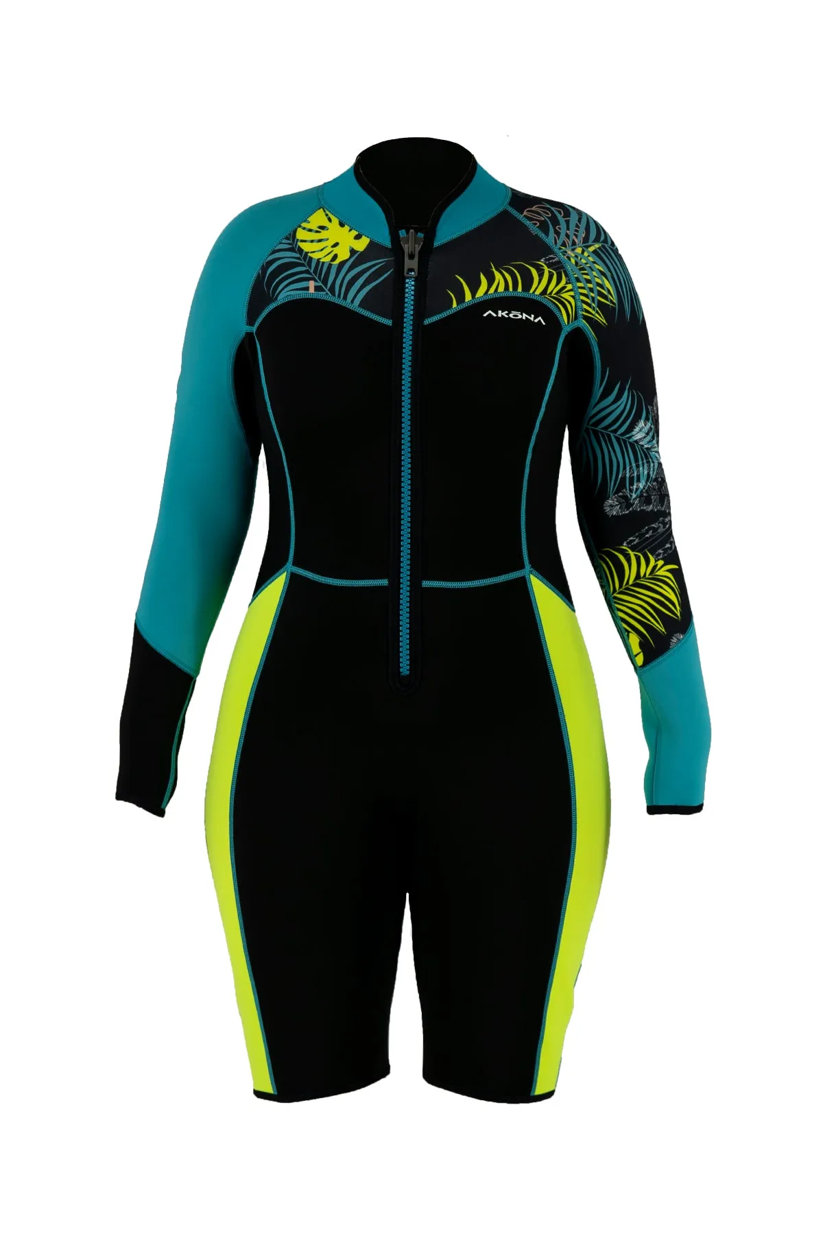 Akona 3/2mm Womens Front Zip Tropic Shorty for Scuba Diving