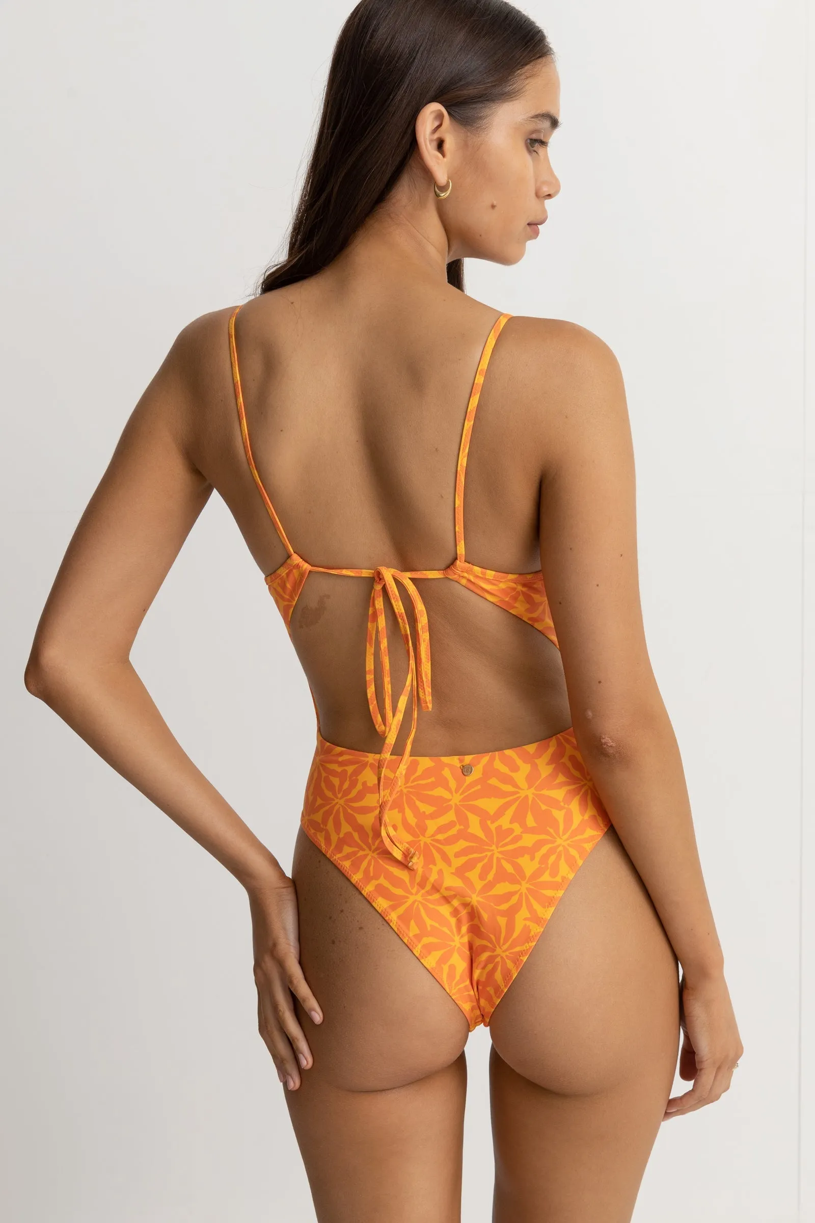 Allegra Tie Back Minimal One Piece Orange
