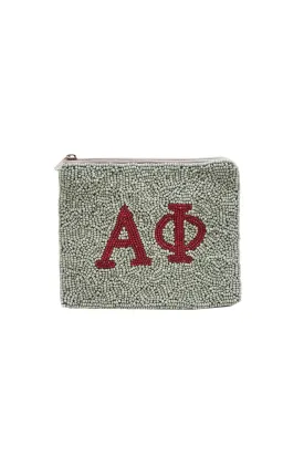 Alpha Phi Beaded Pouch
