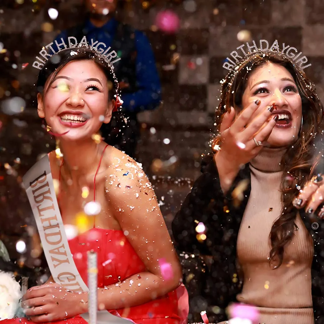 AOPRIE Birthday Girl Crown for Women with Sash Rose Gold Tiara for Women Headband Princess Crown Rhinestone Happy Birthday Accessories