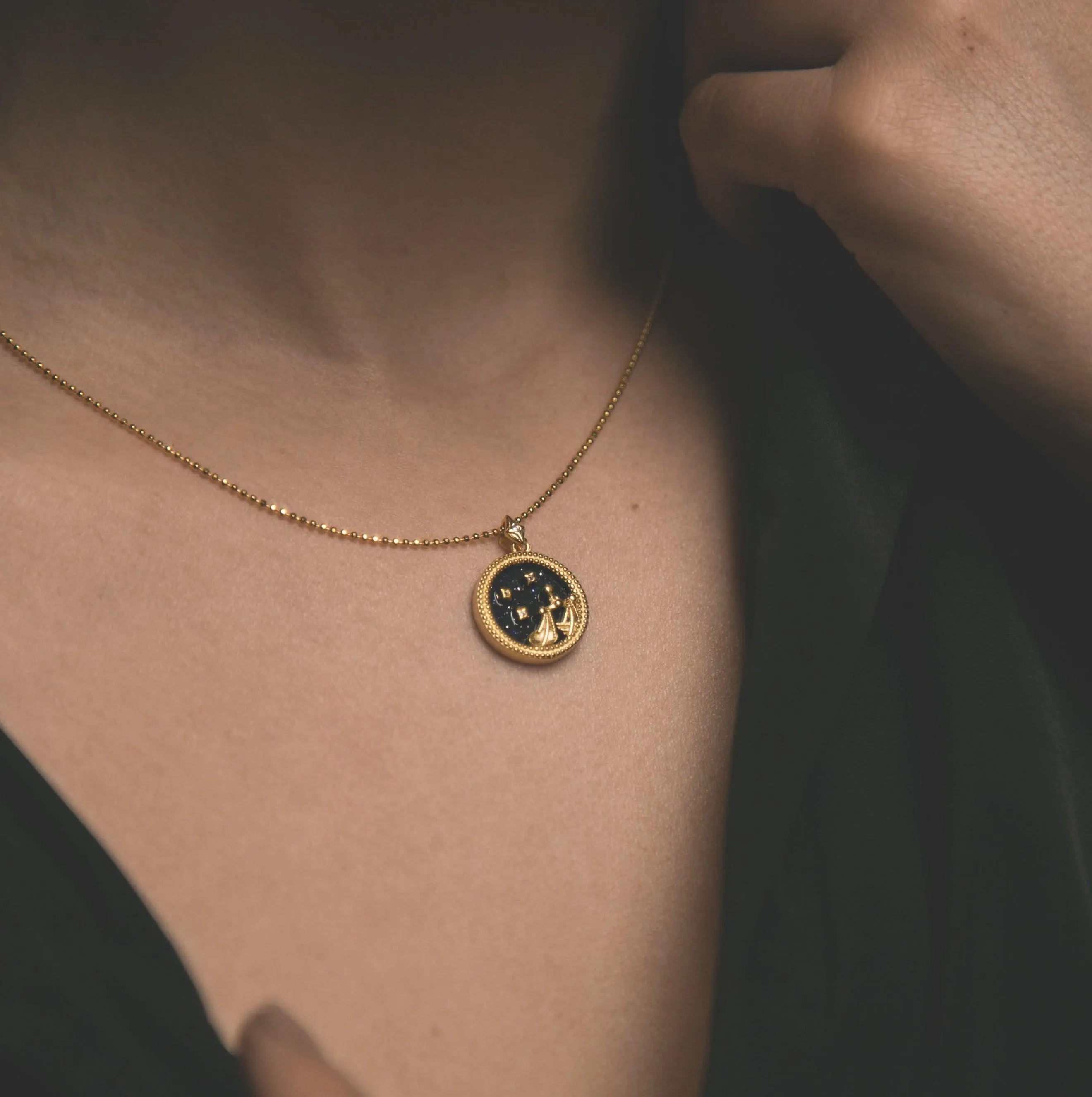 Asta Zodiac Star Sign Necklace - Blue Sandstone | 18K Gold Plated
