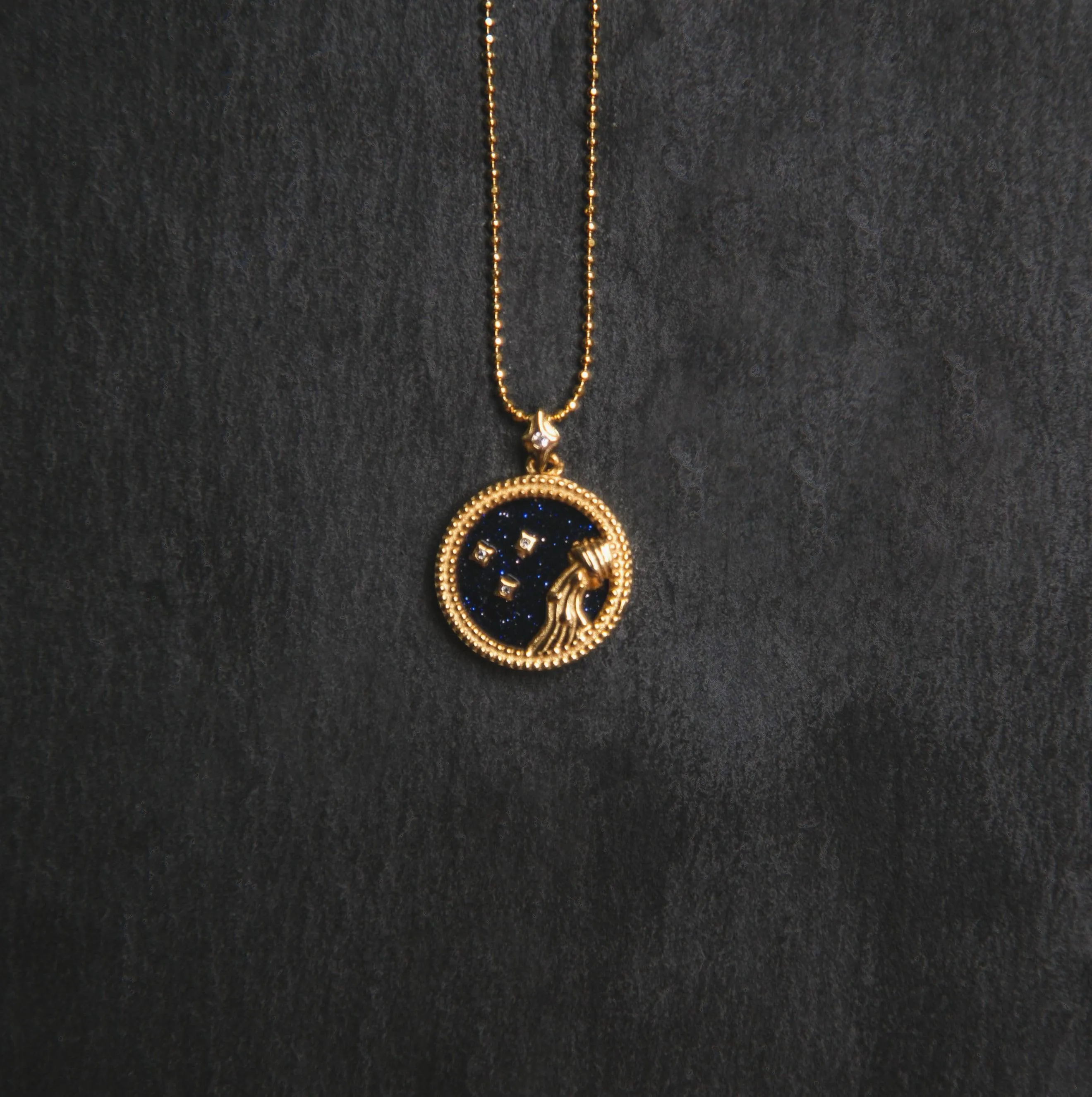Asta Zodiac Star Sign Necklace - Blue Sandstone | 18K Gold Plated